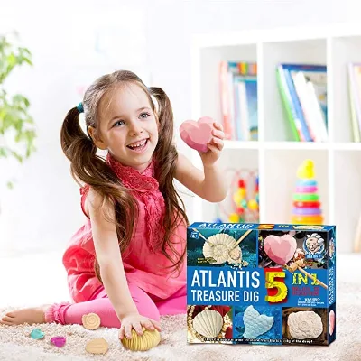 Gemstones Dig Kit Pearls Excavation Kits Fossils Digging Kit Break Open 5 Mermaid Treasure Bricks Great Gift for Kids