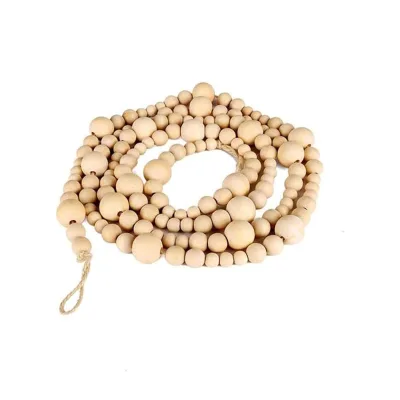 Christmas Wood Beads Garland Wooden Bead Garland Boho Ornaments for Christmas Tree Xmas Farmhouse Round Craft Bead Hanging