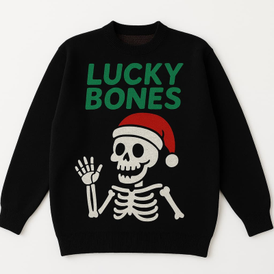 Custom Logo Cartoon Skull Funny Knitwear Men Plus Size Pullover Jumper OEM Jacquard Knitted Sweater
