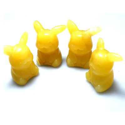 Hand Carved Natural Gemstone Crafts Pikachu Anime Figure Yellow Jade Pikachu for Children's Gifts