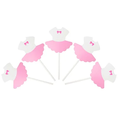 10pcs Set Gender Reveal Cake Toppers Paper Boy and Girl Clothing and Skirt with Numbers Baby Show Decorations Party Supplies