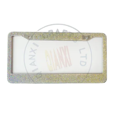 Custom Clear Car Plate Frames Stainless Steel Rhinestone License Plate Cover Glitter Crystal License Plate Frame