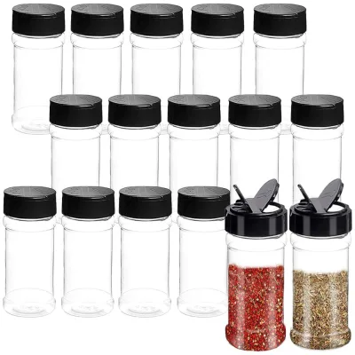 Transparent Plastic Small Spice Jars & Shaker Bottles 100ml Capacity Box Packed