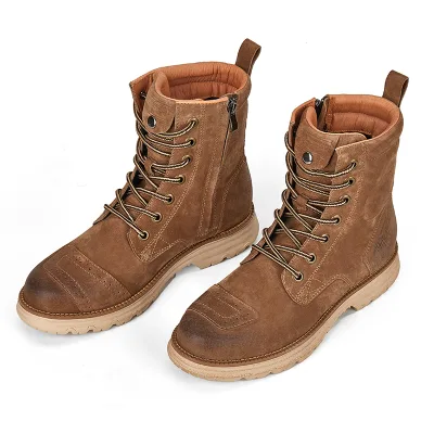 F2 Retro Motorcycle Boots Genuine Leather Zipper-up Leather  Motorcycle Shoes and Clothing