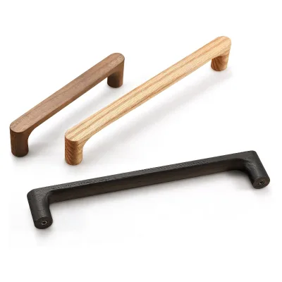 Eco-Friendly Geometric Beech Wood Walnut Wooden Drawer Pulls Handle Pulls for Kitchen Cabinets and Cabinet Doors
