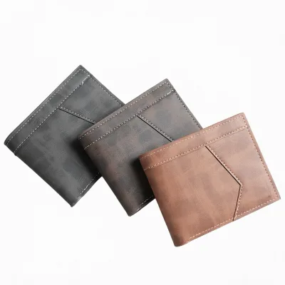 Men's Geometric Pattern PU Leather Short Multi-Card Slot Business Wallet Zipper Coin Purse Large Capacity Portable Daily Model