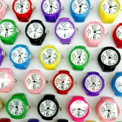 Fashionable Elastic Band Cute Cartoon Punk Style Quartz Ring Watch for Students Children for Street Stalls Night Markets Campus