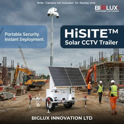 HiSITE Construction Site Solar Surveillance Trailer with Towable Design Complete Autonomy Quick-Install Monitoring System