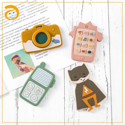 Factory Customized Eco Silicone Toys Cute Phone Teething Toy Baby Kid Teether Toothbrush Baby Silicone Teether
