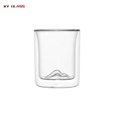 Promotion Borosilicate Mouth Blown Double Wall Short Whiskey Glass Tumbler