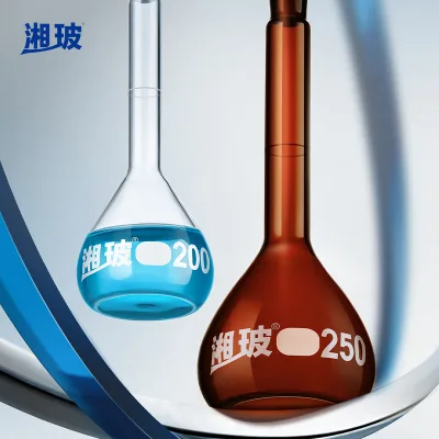 Glass Volumetric Flask with Glass Stopper, 5-2000ml Transparent/Brown/Amber Available