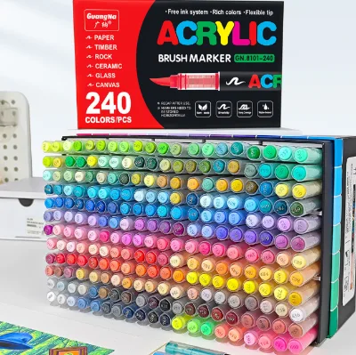 Bview Art Liquid Acrylic Paint Marker Soft Tip Permanent Art Marker Pen for DIY Craft Painting Rock Ceramic Wood Glass Canvas