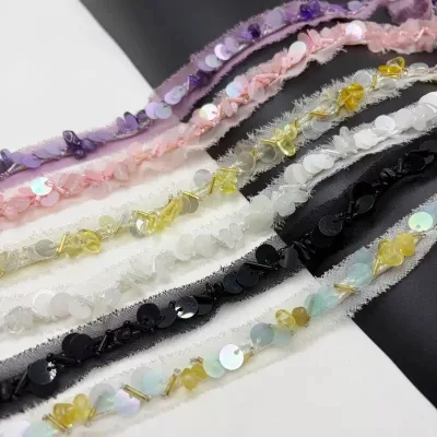 New Crushed Stone Sequined Fringed Lace Clothing, Collar Flower Cuffs, Shoes and Hats, DIY Decoration