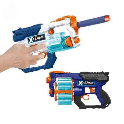 Manual Continuous Firing Children's Toy Gun with Dual Rotating Wheels Interactive Parent-child Toy Model Soft Bullet Gun