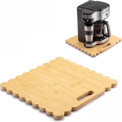 Wave-Shaped Bamboo Sliding Trays Are Suitable for Kitchen Countertops, Coffee Pots and Hotel Scenarios