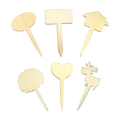 Plant Sign Tags Wooden Horticultural Sign Plate Plant Label Insert Card Wooden T-shaped square Flower Sign Blank