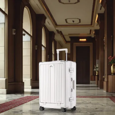 High Quality Rechargeable Aluminum Suitcase Front Open Carry-On Luggage with New Design TSA Lock for Travel