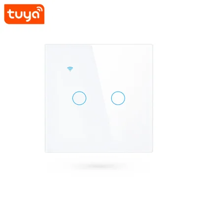 For Smart Life 2CH WiFi EU Touch Switch Remote Control Wall Switch ABS Works Alexa Neutral/No Neutral Line Optional PST-TY-E2