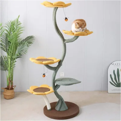 Hot Selling Safe Cat Tower Multi-Level Furniture With Jumping Platform Modern Wooden Cats Scratching Trees