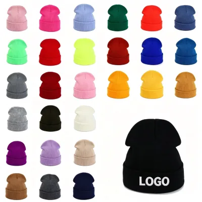 Wholesale Custom Knitted Winter Woven Candy Colors Warm Beanie Hat for Skiing Travel Outdoor Sports