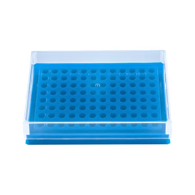 Laboratory Supplier Plastic Rack With Cover 96 Wells Box for 0.2ml Microcentrifuge Tube