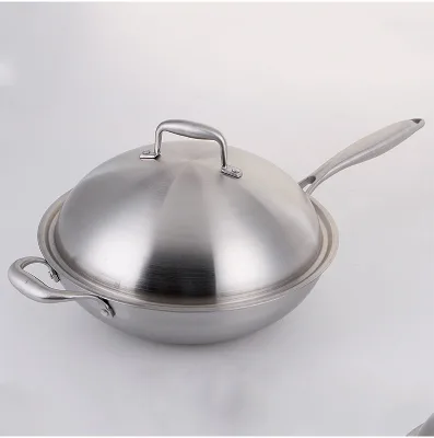 Best Quality Cookware Cooking Pot Kitchen Pan With Lid for Gas Induction Stainless Steel Triply Frying Wok