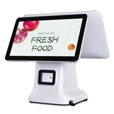 15.6 Inch Dual Screen Industrial PC Desktop POS System Built-in 2D Code Scanner Printer Multi-OS (Android/Windows/Linux) CE FCC