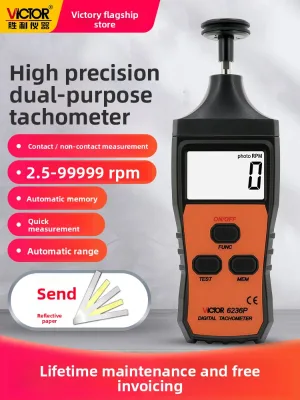 Digital Optical High-Precision Tachometer Model DM6236P for Motors Dual-Purpose Contact-Type Linear-Speed Gauge