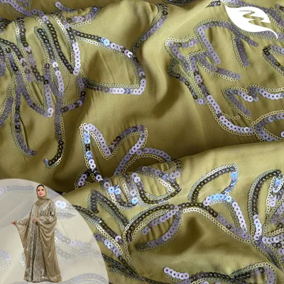 Knitted Mesh Embroidery Pearl Sequin Loose Bead Embellished 100% Acrylic Abrasion-Resistant Fabric Handmade DIY Cross Wedding