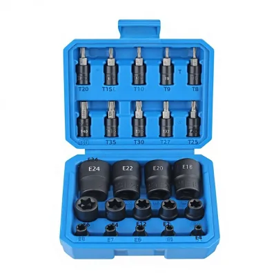 24-piece E-type Socket Driver Bits E10 E12 E14 Torx Inner Hex T20 Bit Tool Set Combo for Mechanical & Automotive Repair