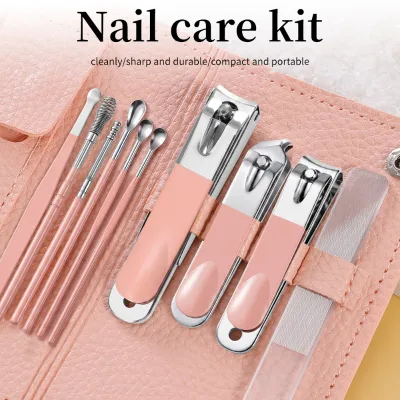Professional Salon Grade Home Grooming Pink Ear Spoon Cleaner Manicure Nail Tool Set Nail Accessories and Tools