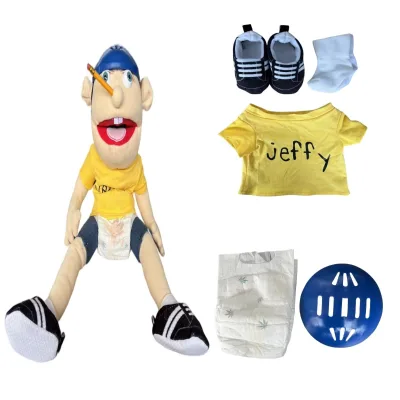 2025 Funny Human Soft Stuffed Plush Toy Educational Jeffy Hand Puppet for Puppets & Puppet Theaters