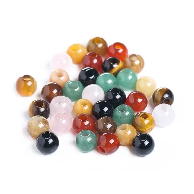 Natural Stone Loose Beads Rose Quartz Green Aventurine Red Jasper Tiger Eye 12mm Round DIY Jewelry Making Supplies Gift