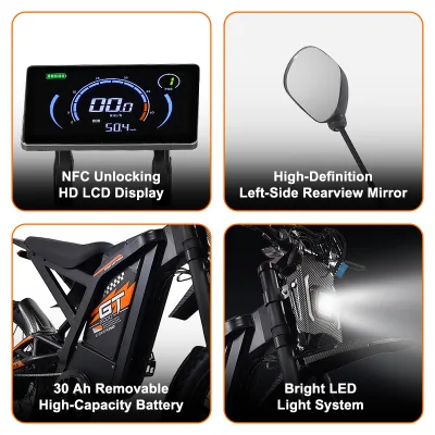 Hot Selling 7 Speed Hydraulic Brake LED Light Brushless Lithium Battery 30 AH Rear Hub Off-road Adult Electric Mountain Bike