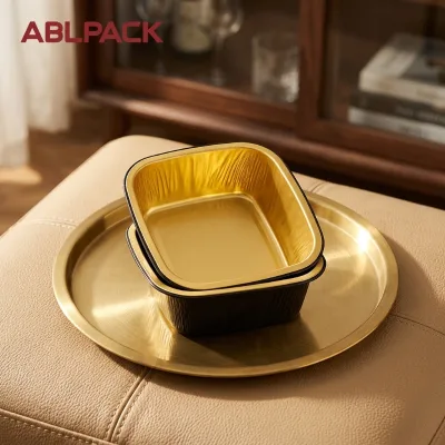 Premium Eco Friendly Lightweight 280ml Aluminum Foil Tray Mould with PET Lid for Baking Food Storage & Takeout Containers