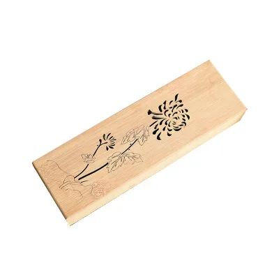 Bamboo Jewelry Box Hollow Flower Carved Wood Tea Box Keepsake Box With Drop Lid