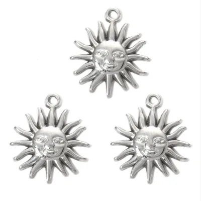 Stainless Steel Metal Sun Face Pendant Gold color Smiling Face Charms