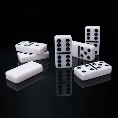 Factory Jumbo Double 6 Dominoes Set 28pcs 5412 Tournament Size Crystal Ivory Domino Jeux Custom logo for Casino Games