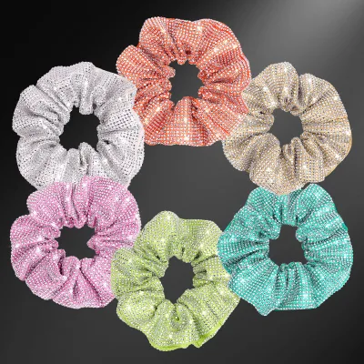 PL Luxury Hair Circles Tie Bling Crystal Hair Scrunchies Hair Band Wristlet Sparkle Rhinestone Scrunchie