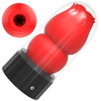 High Quality Rose Aircraft Cup Heating PC+TPE+ABS Penis Trainer Male Manual Masturbator Red/Green Base Adult Sex Toy for Him