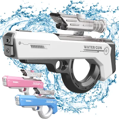 Plastic Machine Gun Revolver Water Pistol Waterproof Strong Powerful Electric Full Automatic Absorption Water Storage Gun Toys