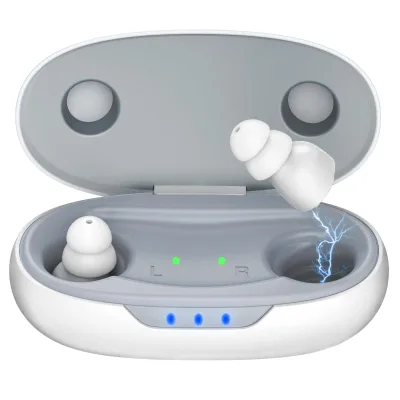 OTC Hearing Aid for Seniors Hearing Aid Supermini Rechargeable Hearing Amplifiers Invisible 16Channel 80H Wireless Charging Case