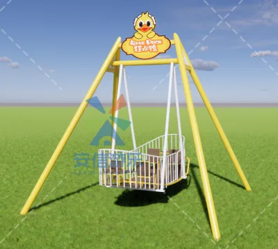2024 New Patent Raveduck Unpowered Playground Swing Ship Children Ride Small 6 Seats Swing Pirate Ship Swing Ride