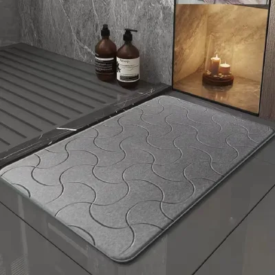 Modern Super Absorbent Diatom Earth Bath Mat Quick Drying Water Absorbent Anti Slip Pebble Stone Factory Direct Wholesale