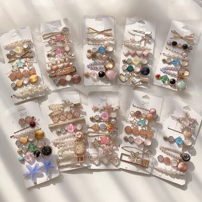 2022 Spring New Arrival Fashion Design Korean Style Hair Clips Factory Fashion Pearl Heart Flower Hair Clips