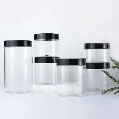 8 oz Plastic Jars with Lids Black Cap Empty Containers Jars for Cream Cosmetic Packaging clear Wide Mouth Plastic Cosmetic Jar