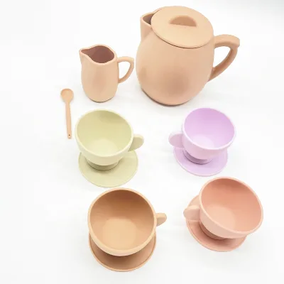 Non-Plastic Silicone Tea Set, Customized Silicone Tea Cup Set, Tea Party With the Cutest Modern Toy Tea Sets for Kids