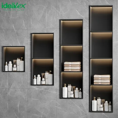 Ares Idealex Wholesale Modern Stainless Steel Matte Black Shower Insert Niche Wall Niche for Bathroom Tiles