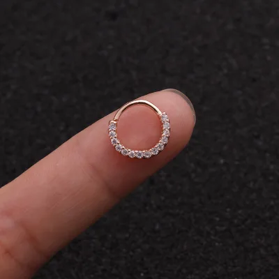 Wholesale Fashion Nose Piercing Septum Surgical Steel Ear Cartilage Ring Nose Ring With Zircon /