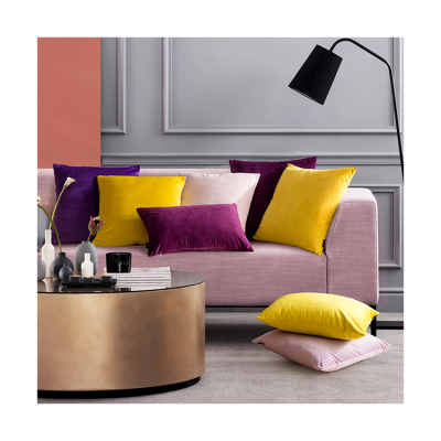 Luxury Velvet Cushion Cover Square Solid Plain Color Decorative Pillow Throw Pink Yellow Black White Super Soft Leaf Promotional